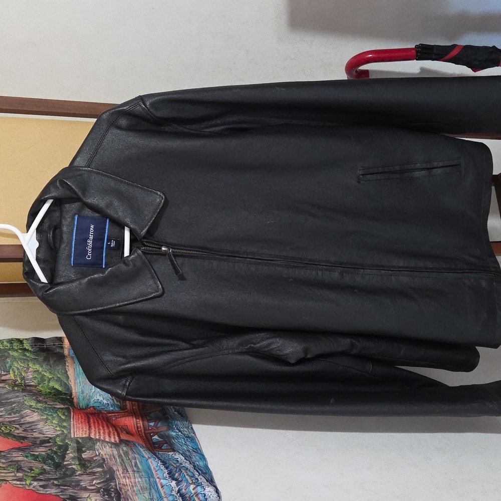 Croft & Barrow Dark Gray Leather Jacket
